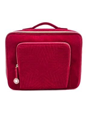 Estée Lauder Velvet Train Case Cosmetic Organizer Burgundy Red Star